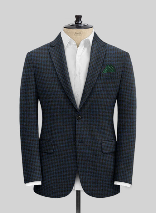 Houndstooth Dark Blue Tweed Jacket