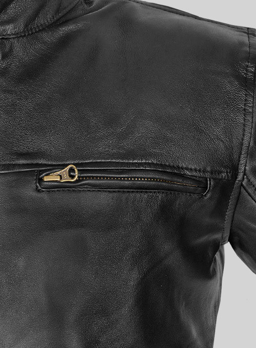 Thick Black Leather Jacket #881 - XXL Regular