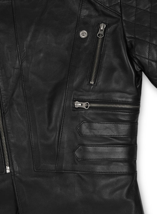 Leather Biker Jacket # 529 - Click Image to Close