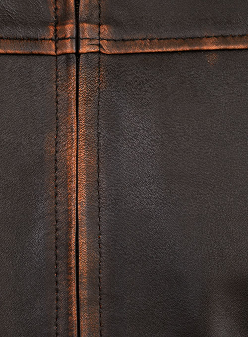 Reggie Rubbed Dark Brown Leather Jacket - Click Image to Close