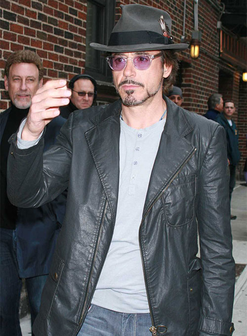 Robert Downey Jr Leather Blazer #1