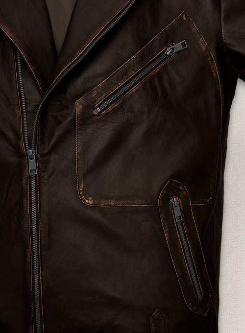 Rubbed Brown David Leather Jacket