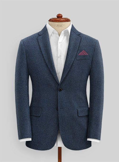 Showman Blue Herringbone Tweed Jacket