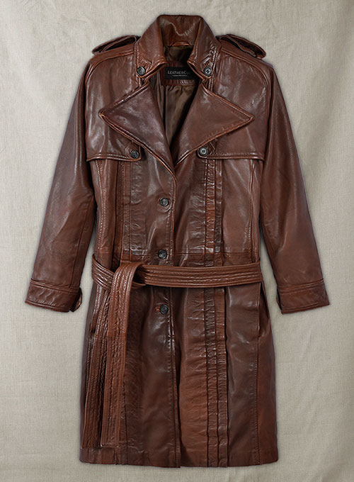 Spanish Brown Leather Long Coat #203