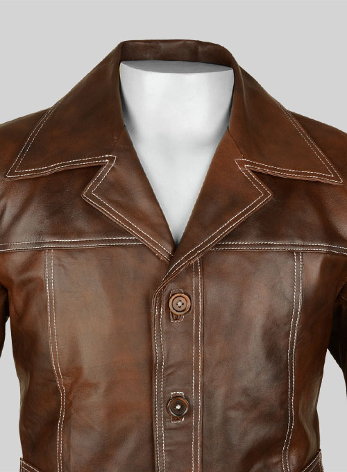 Spanish Brown Brad Pitt Fight Club Leather Jacket - Click Image to Close