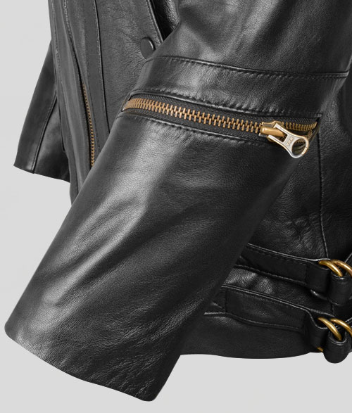 Thick Black Leather Jacket # 641 - Click Image to Close