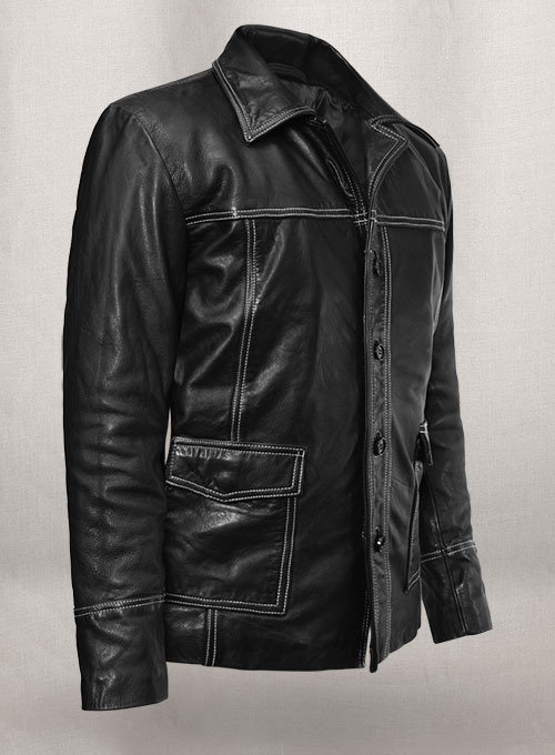 Thick Goat Black Brad Pitt Fight Club Leather Jacket