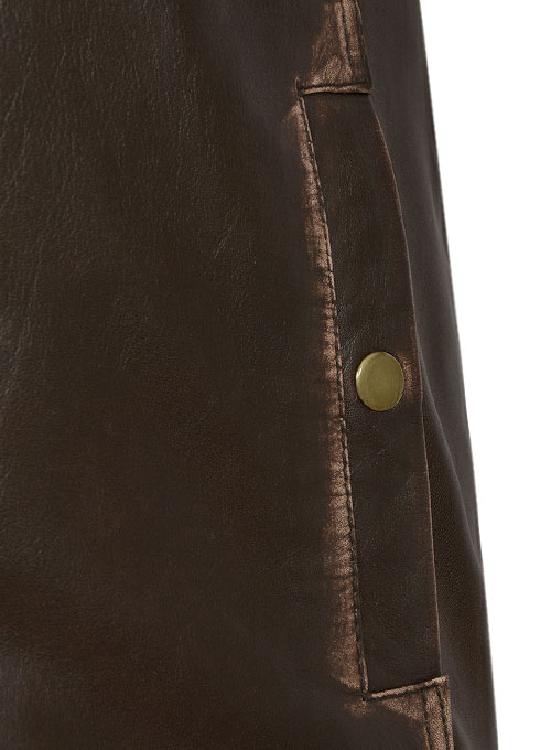 Tribal Rubbed Brown Leather Jacket - Click Image to Close