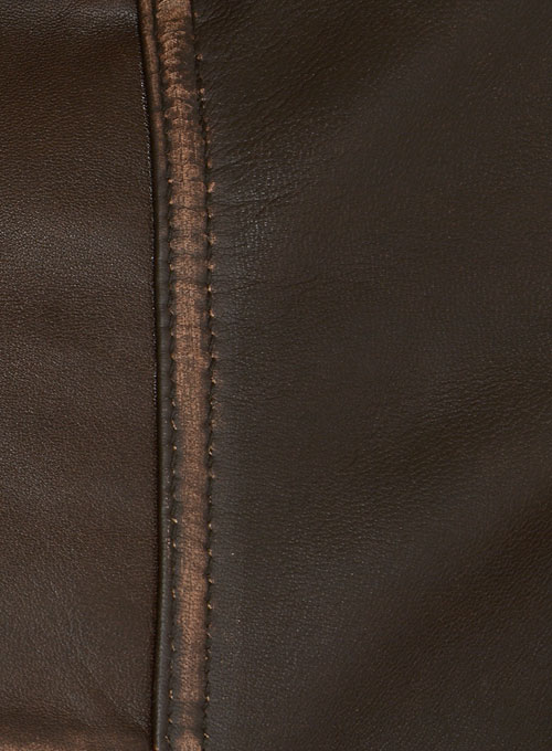 Tribal Rubbed Brown Leather Jacket - Click Image to Close