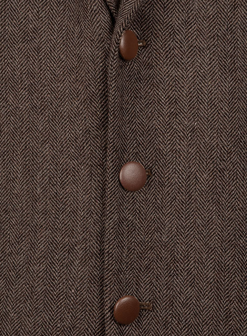 Vintage Dark Brown Herringbone Tweed Jacket - Click Image to Close
