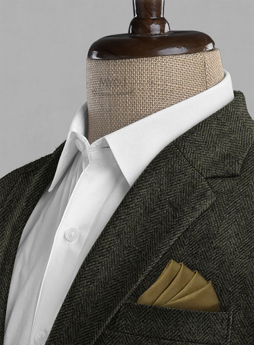 Vintage Flat Green Herringbone Tweed Jacket