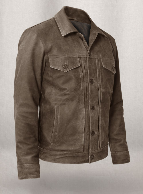 Vintage Gravel Brown Ryan Reynolds Leather Jacket #3