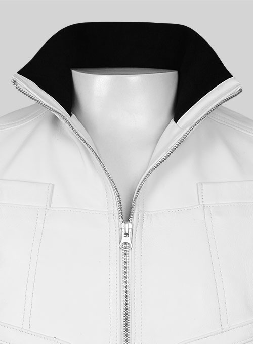 White Leather Biker Vest # 314 - Click Image to Close