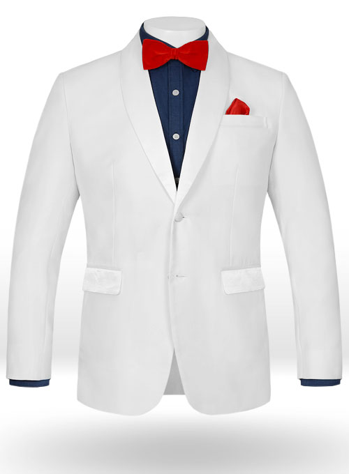 White Tuxedo Jacket - Satin Lapel - Click Image to Close