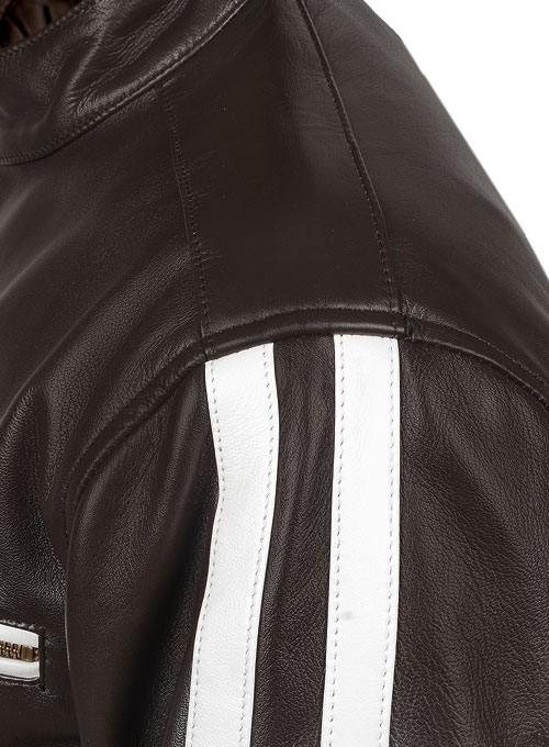 White Stripe Leather Jacket # 100 - Click Image to Close