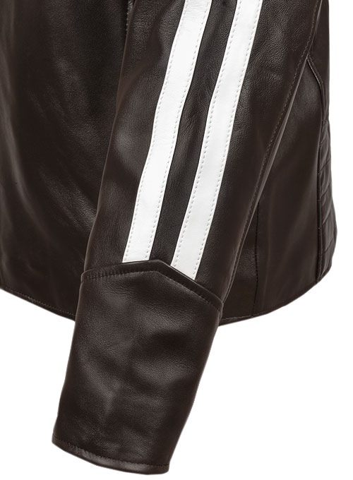 White Stripe Leather Jacket # 100 - Click Image to Close