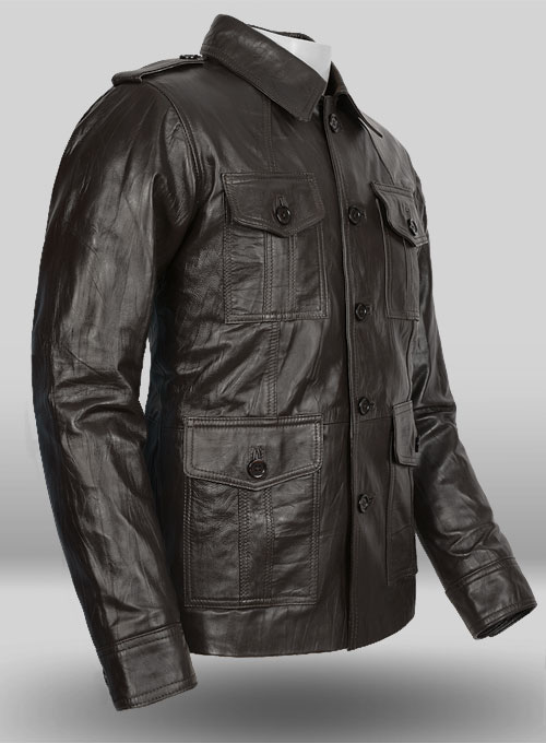 Wrinkled Brown Leather Jacket #122 - Click Image to Close