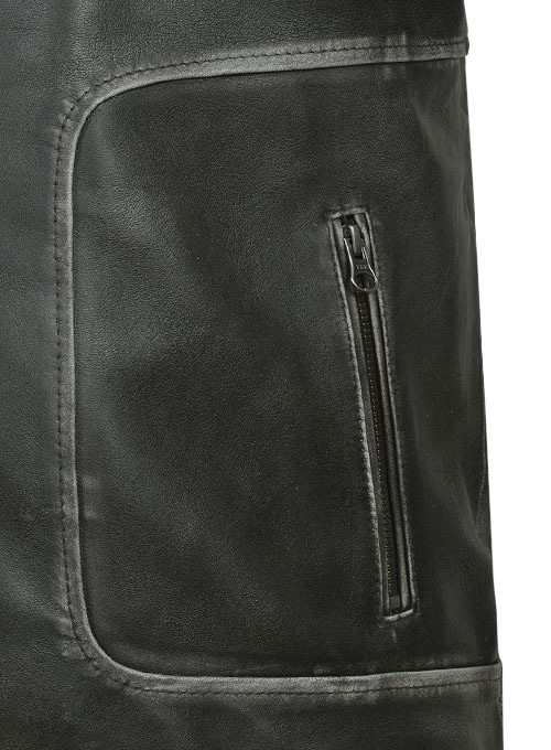 Zen Rubbed Charcoal Leather Jacket - Click Image to Close