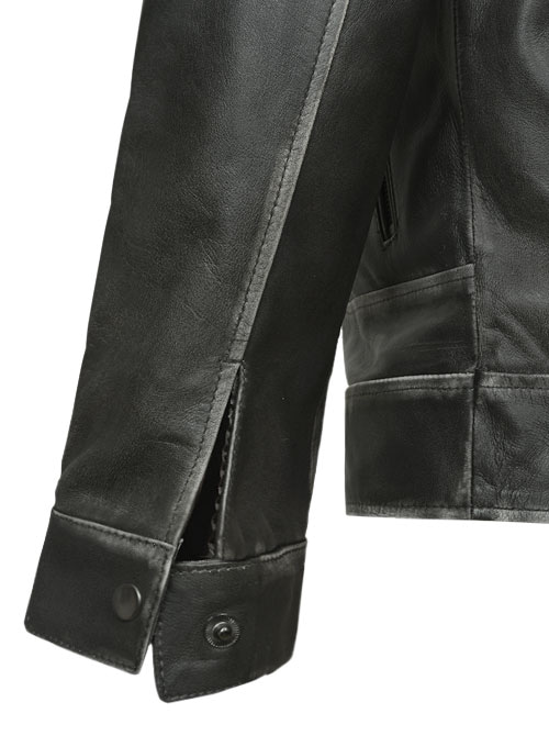 Zen Rubbed Charcoal Leather Jacket - Click Image to Close