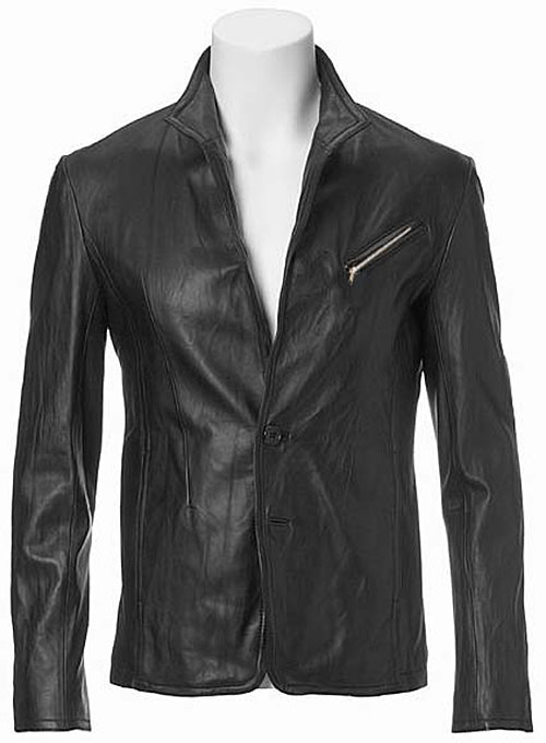 Zipper Leather Blazer #3 - Click Image to Close