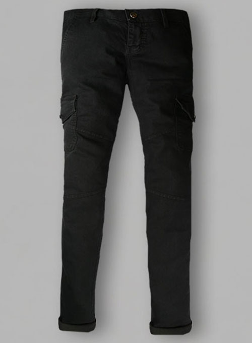 Black Body Hugger Stretch Cargo Jeans - Look #227
