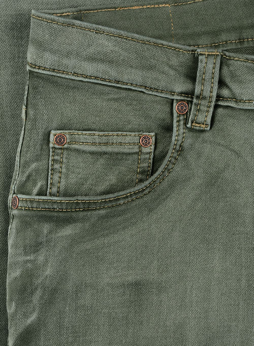 Chester Olive Stretch Jeans - Vintage Wash