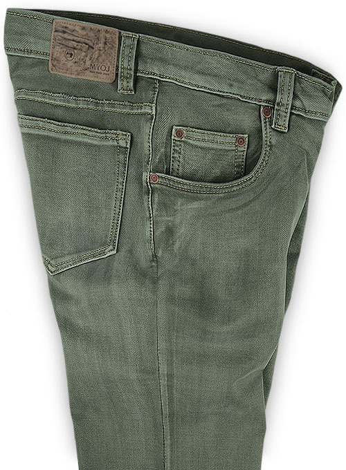 Chester Olive Stretch Jeans - Vintage Wash