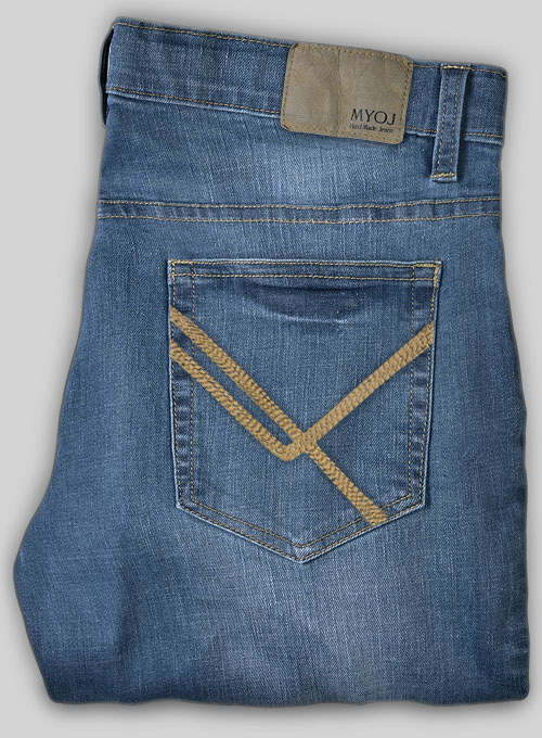 Chicago Blue Stretch Stone Wash Whisker Jeans - Look #502