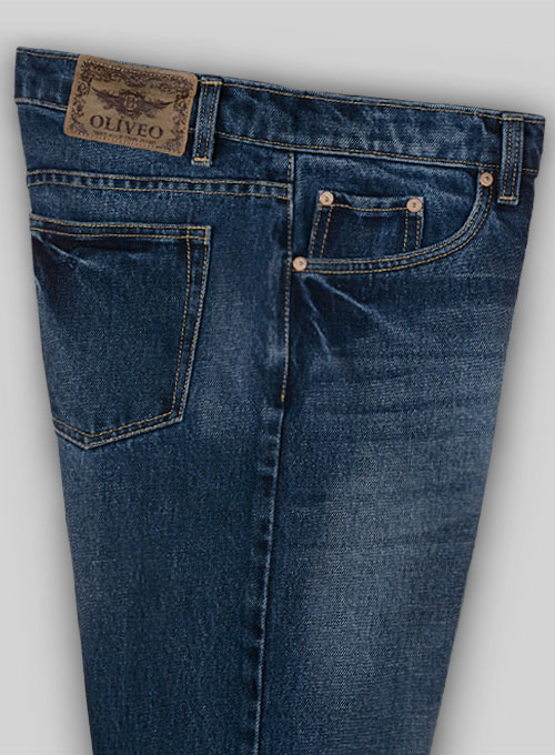 Classic Heavy Blue Indigo Wash Whisker Jeans - Click Image to Close