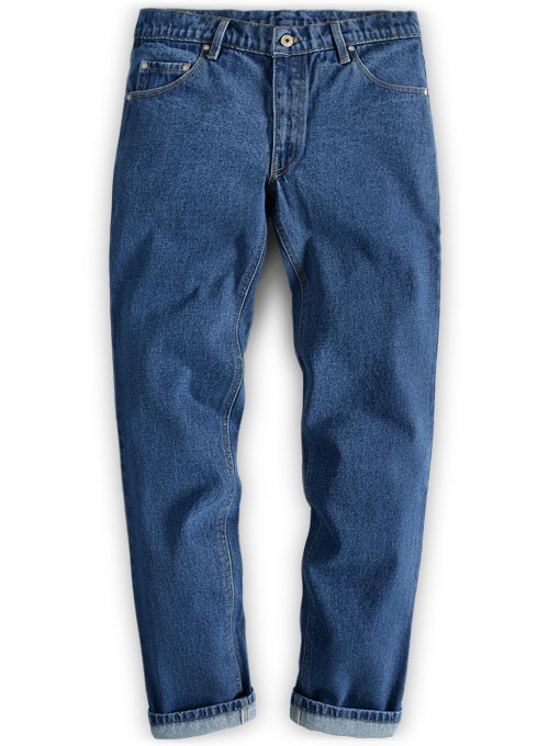 Classic Heavy Blue Stone Wash Jeans - Click Image to Close
