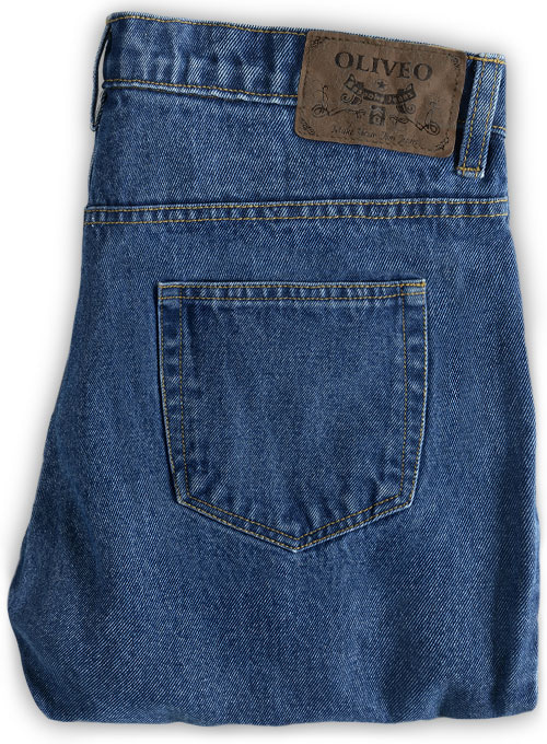 Classic Heavy Blue Stone Wash Jeans - Click Image to Close