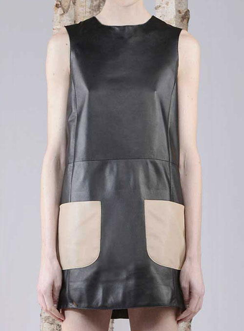 Contrast Patch Pocket Leather Dress - # 770 - Click Image to Close