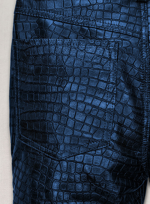 Croc Metallic Blue Leather Pants - Jeans Style