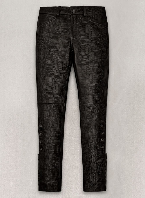 Crocodile Dark Brown Hyde Leather Pants