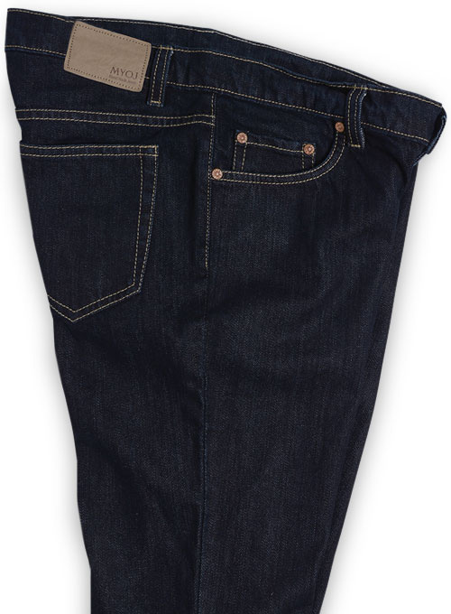 Deep Indigo Hard Washed Denim Jeans - Premium