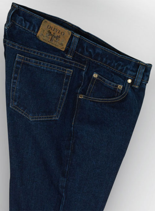 Dark Blue 14.5oz Heavy Denim Jeans - Hard Wash - Click Image to Close