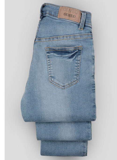 Foster Blue Stretch Indigo Wash Whisker Jeans - Click Image to Close