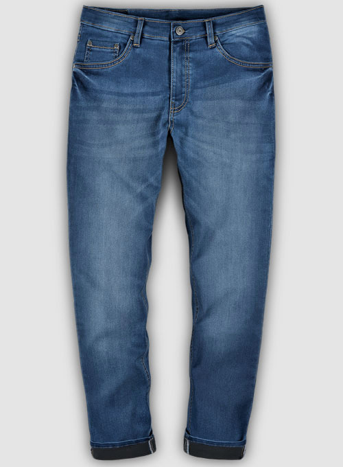 Foster Blue Stretch Stone Wash Whisker Jeans - Click Image to Close