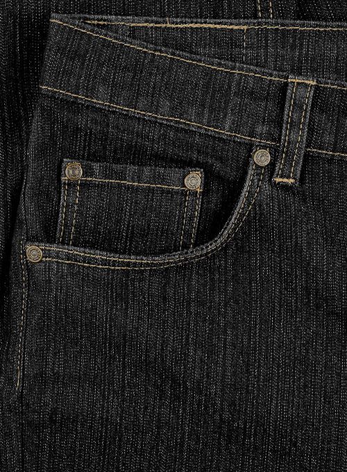 Stretch Cross Hatch Black Jeans - Hard Wash