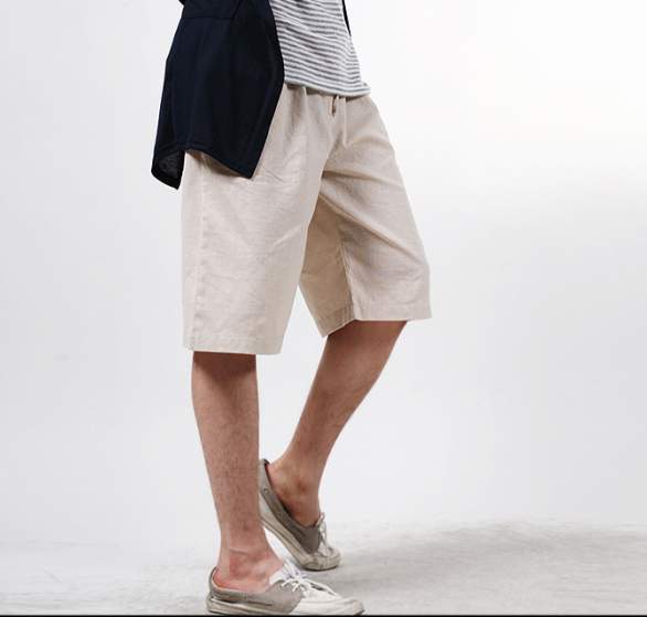 Pure Linen Drawstring Shorts - Click Image to Close