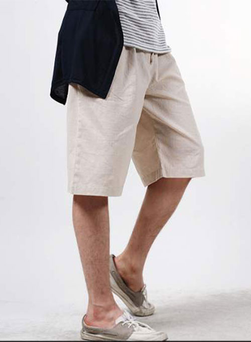 Pure Linen Drawstring Shorts - Click Image to Close