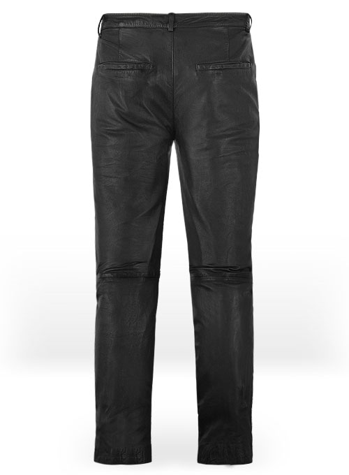 Soft Sherpa Gray Washed & Wax Leather Trousers - Click Image to Close