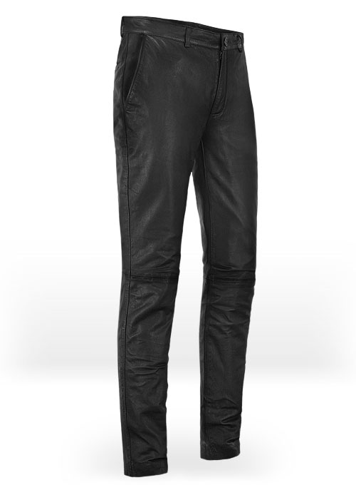 Soft Sherpa Gray Washed & Wax Leather Trousers - Click Image to Close