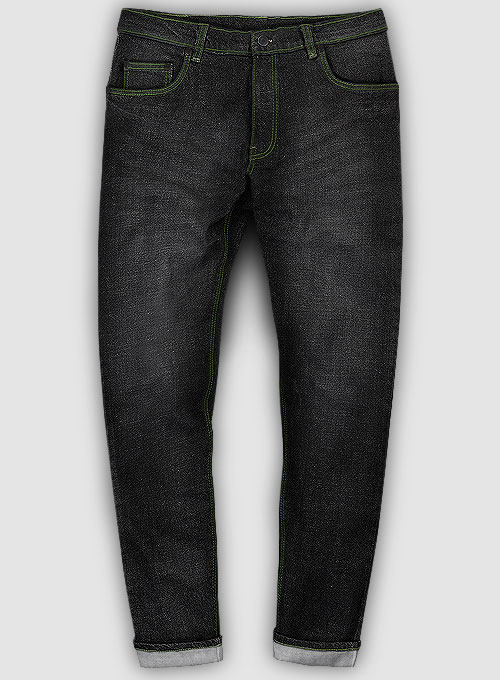 Logan Black Stretch Indigo Wash Whisker Jeans - Look #580