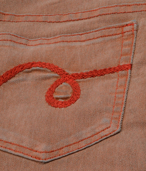 Rustic Orange Stretch Jeans - Vintage Wash - Look #330