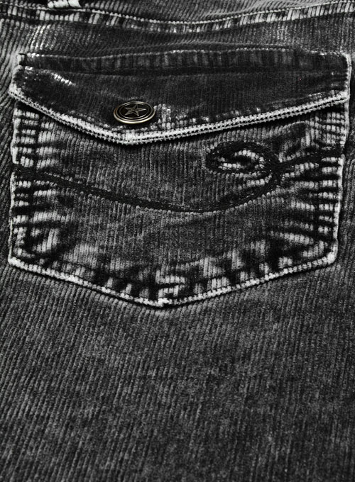 Slate Black Corduroy Blast Wash Stretch Jeans - Look #509 - Click Image to Close
