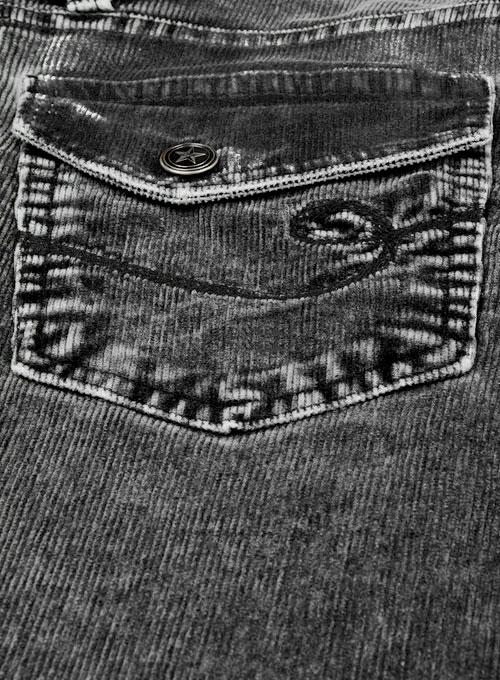 Slate Black Corduroy Blast Wash Stretch Jeans  - Look #509
