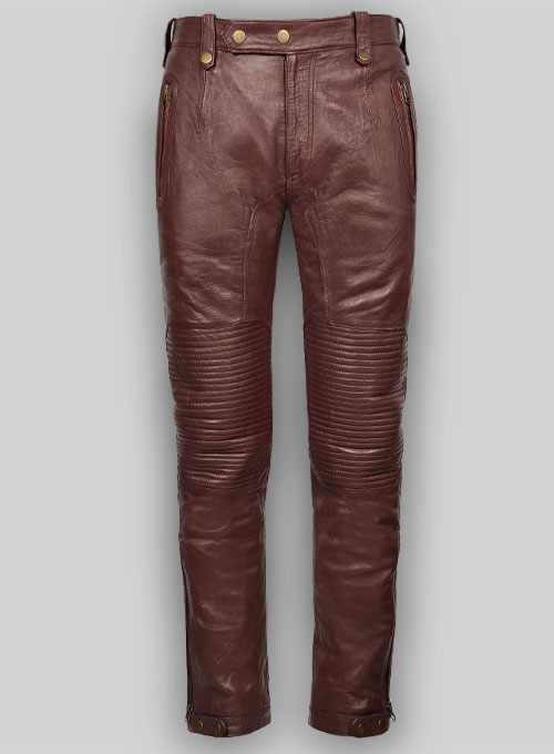 Soft Maroon Washed & Wax Belafonte Leather Pants - Click Image to Close