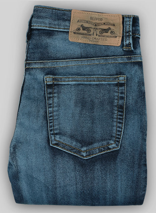 Foster Blue Stretch Hard Wash Whisker Jeans - Click Image to Close