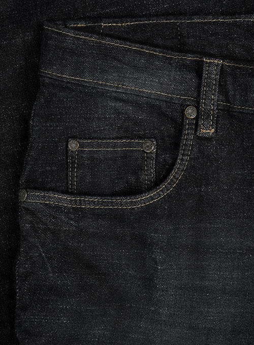 Texas Black Stretch Hard Wash Whisker Jeans